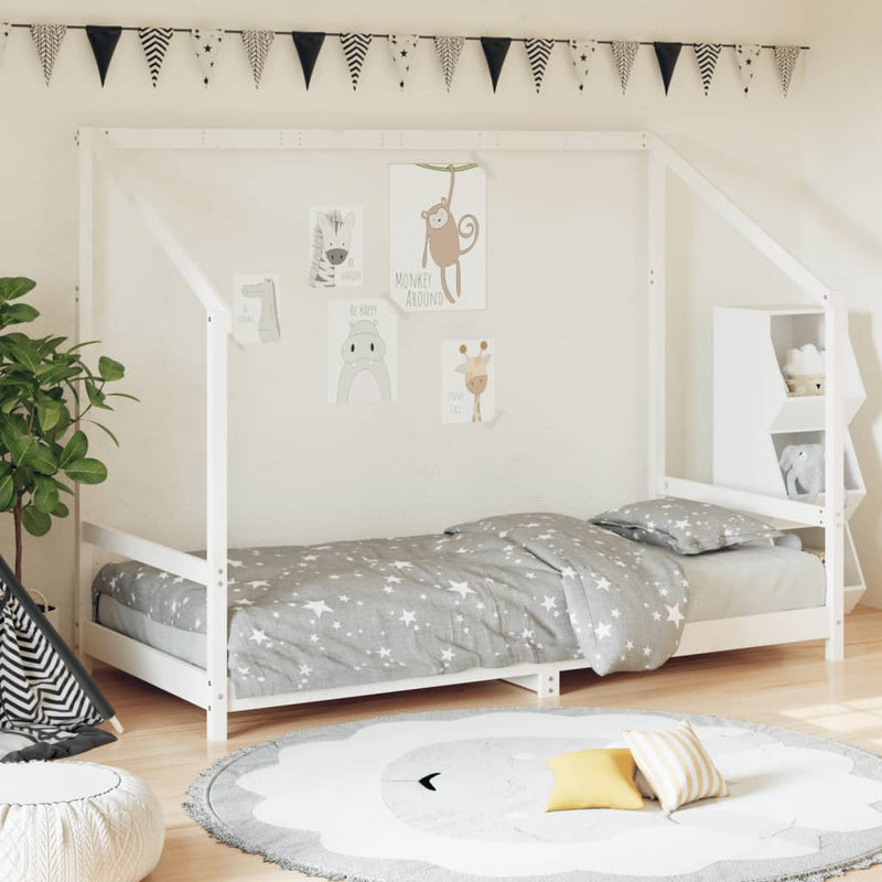 vidaXL fehér tömör fenyőfa gyerekágykeret 90 x 200 cm