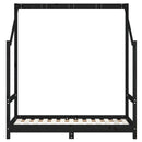 vidaXL fekete tömör fenyőfa gyerekágykeret 70 x 140 cm