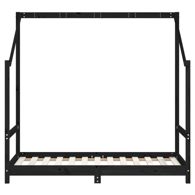 vidaXL fekete tömör fenyőfa gyerekágykeret 80 x 160 cm