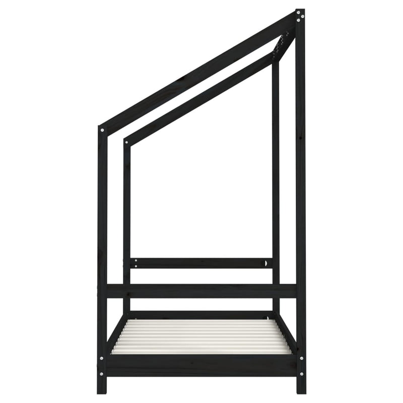 vidaXL fekete tömör fenyőfa gyerekágykeret 80 x 160 cm
