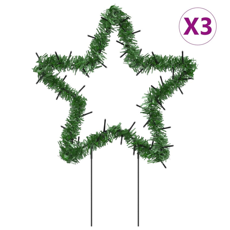 vidaXL karácsonyi csillag fénydekoráció 3 cövekkel 50 LED 29 cm