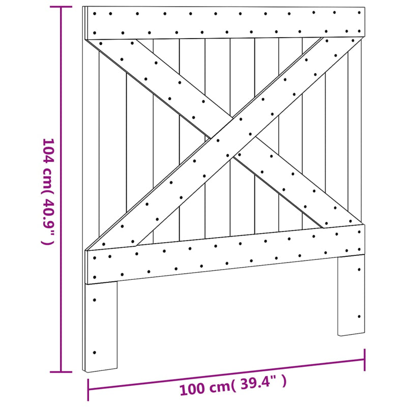 vidaXL tömör fenyőfa fejtámla 100 x 104 cm