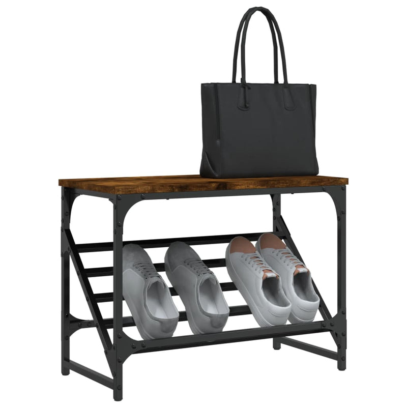 vidaXL füstös tölgy színű szerelt fa cipőtartó 60x30x45 cm