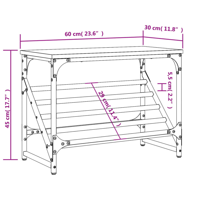vidaXL barna tölgyszínű szerelt fa cipőtartó 60x30x45 cm
