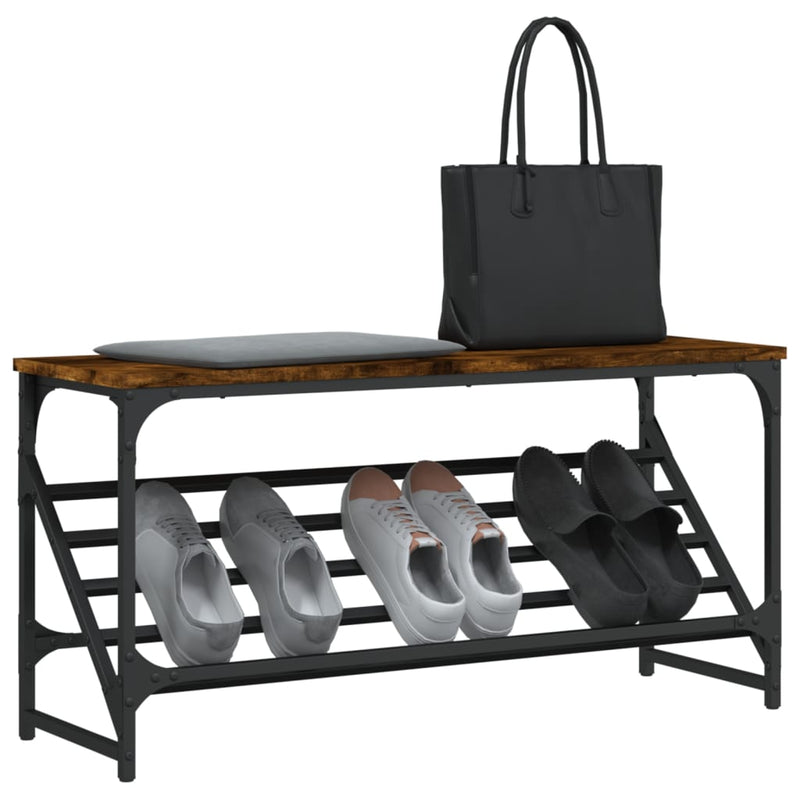 vidaXL füstös tölgy színű szerelt fa cipőtartó 90x30x45 cm