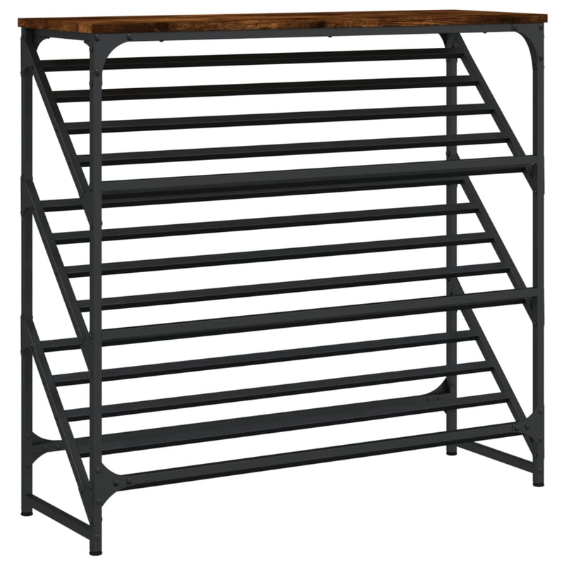 vidaXL füstös tölgy színű szerelt fa cipőtartó 90x30x85 cm