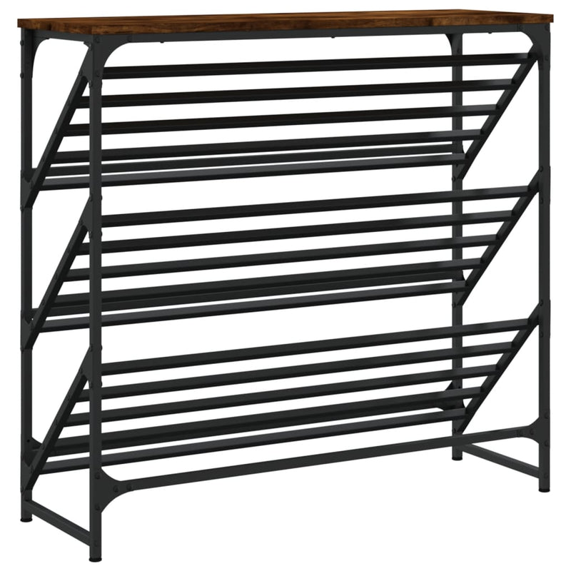 vidaXL füstös tölgy színű szerelt fa cipőtartó 90x30x85 cm