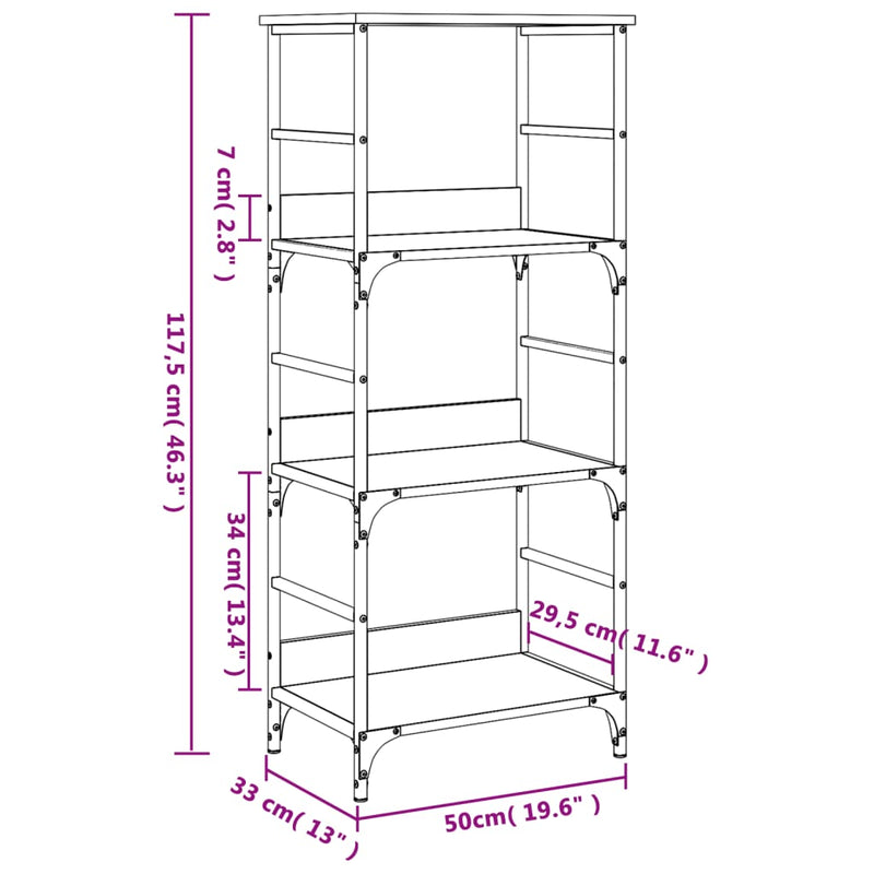vidaXL szürke sonoma színű szerelt fa könyvespolc 50 x 33 x 117,5 cm
