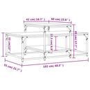vidaXL füstös tölgy színű szerelt fa dohányzóasztal 102 x 60 x 45 cm