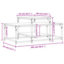 vidaXL szürke sonoma színű szerelt fa dohányzóasztal 102 x 60 x 45 cm