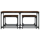 vidaXL 3 db füstös tölgy színű szerelt fa rakásolható dohányzóasztal