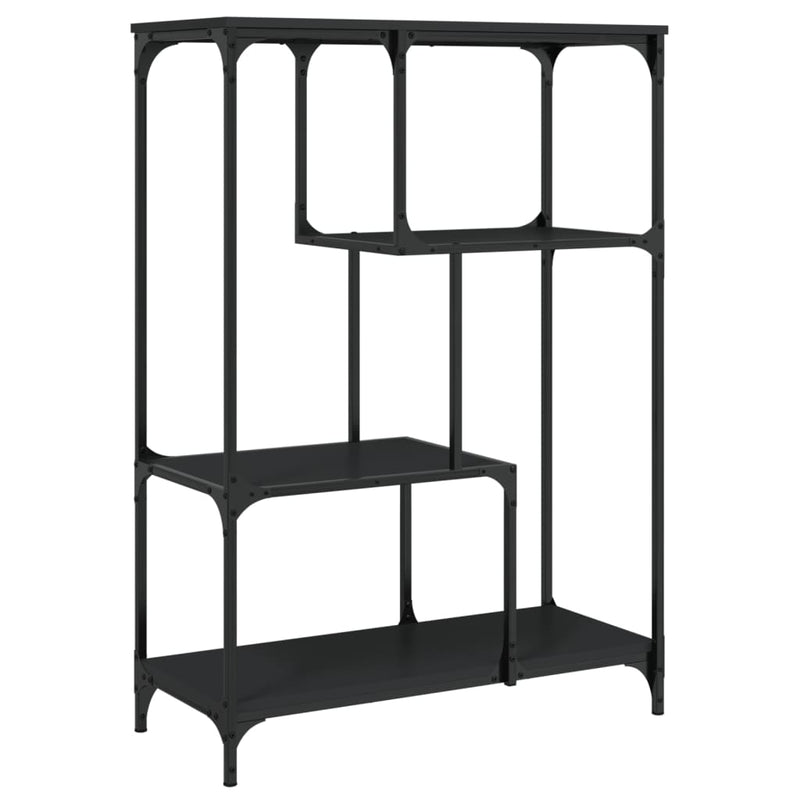 vidaXL fekete szerelt fa és acél könyvespolc 81x36x115 cm