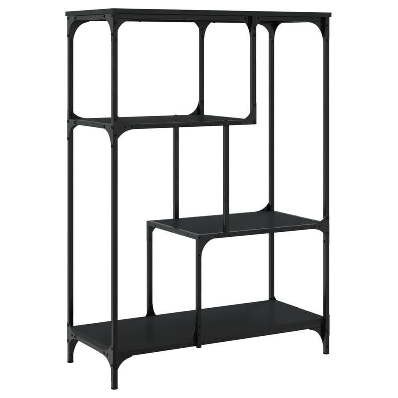 vidaXL fekete szerelt fa és acél könyvespolc 81x36x115 cm