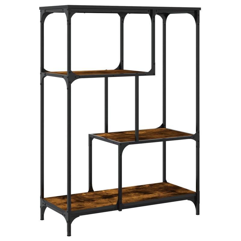vidaXL füstös tölgy szerelt fa és acél könyvespolc 81x36x115 cm