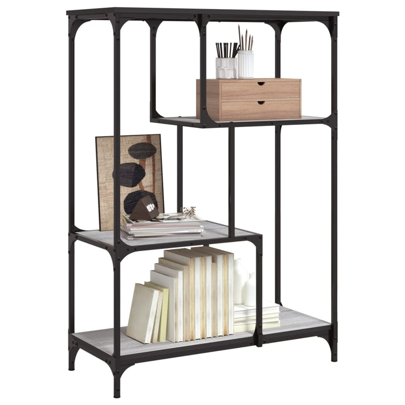 vidaXL szürke sonoma szerelt fa és acél könyvespolc 81x36x115 cm