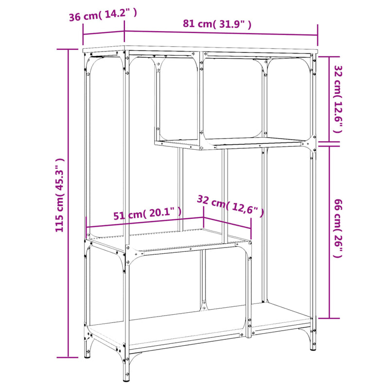 vidaXL barna tölgyszínű szerelt fa és acél íróasztal 81x36x115 cm