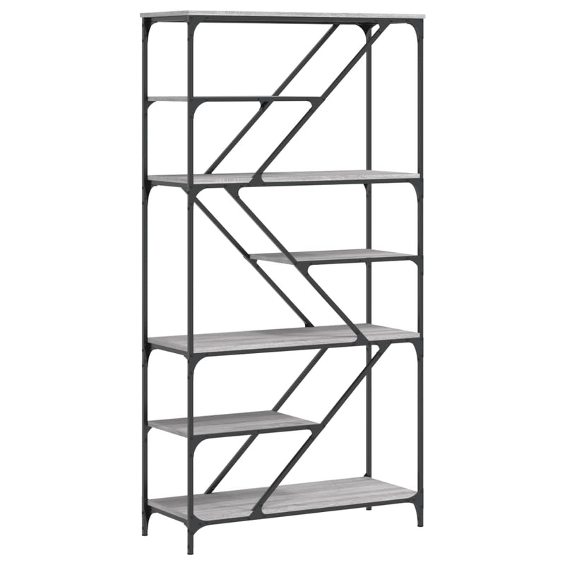 vidaXL szürke sonoma szerelt fa és acél könyvespolc 91x36x176 cm