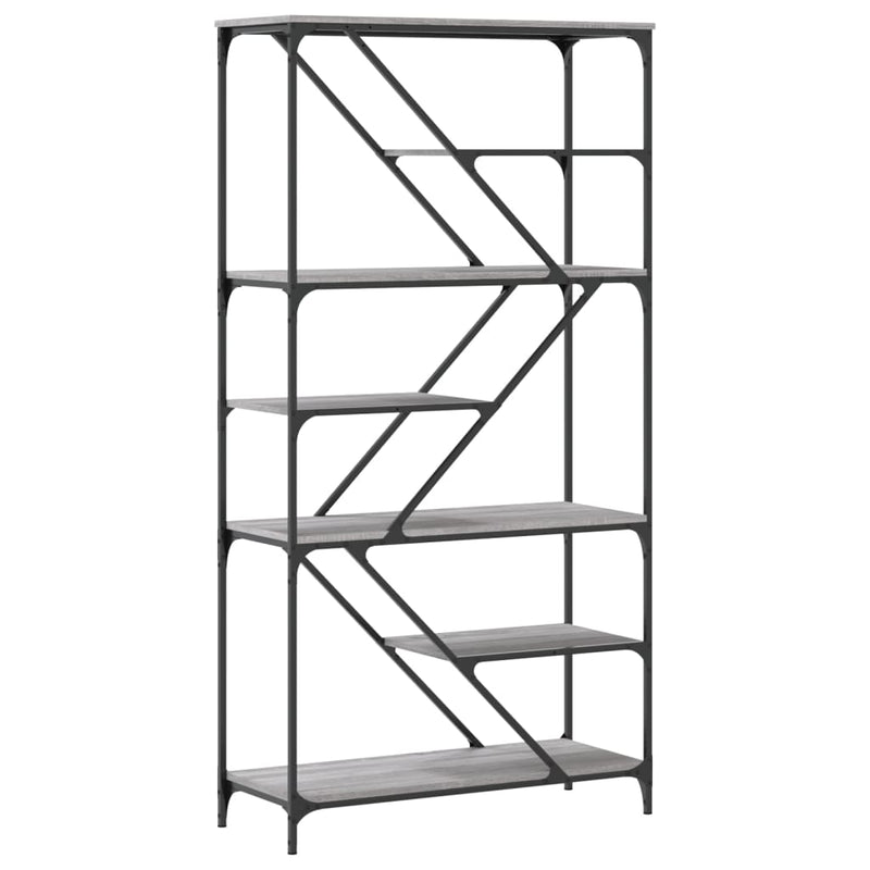 vidaXL szürke sonoma szerelt fa és acél könyvespolc 91x36x176 cm