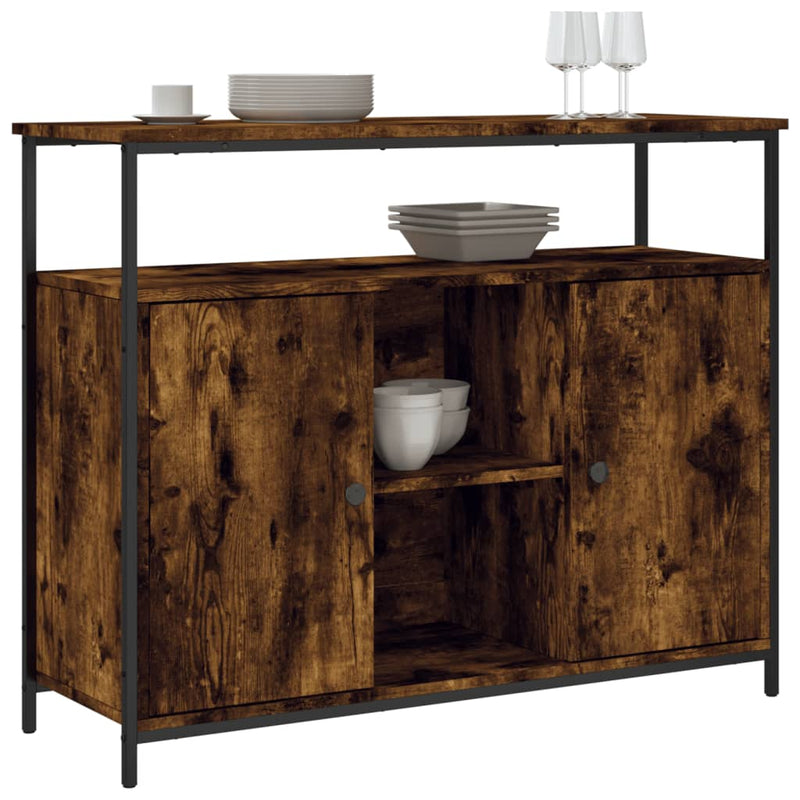 vidaXL füstös tölgy színű szerelt fa tálalószekrény 100 x 35 x 80 cm