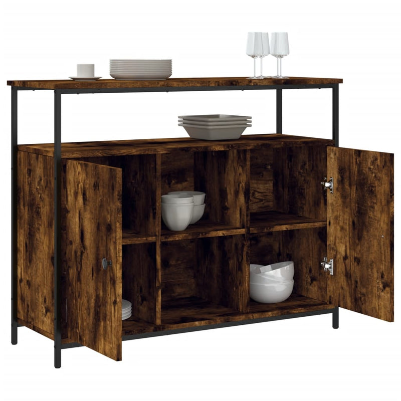 vidaXL füstös tölgy színű szerelt fa tálalószekrény 100 x 35 x 80 cm