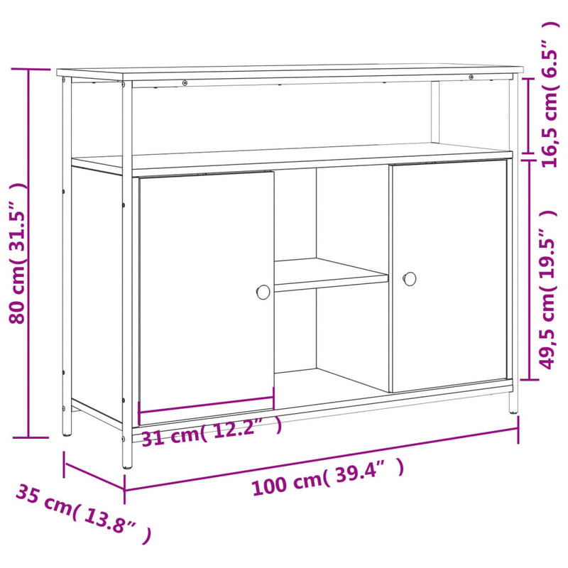 vidaXL barna tölgy színű szerelt fa tálalószekrény 100 x 35 x 80 cm