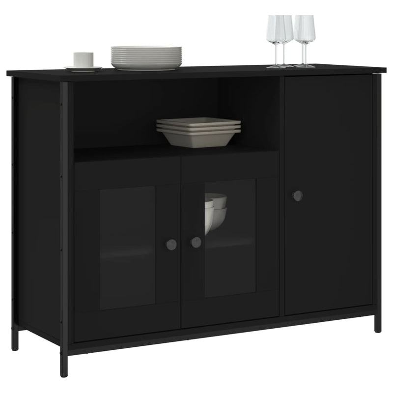 vidaXL fekete szerelt fa tálalószekrény 100 x 35 x 75 cm