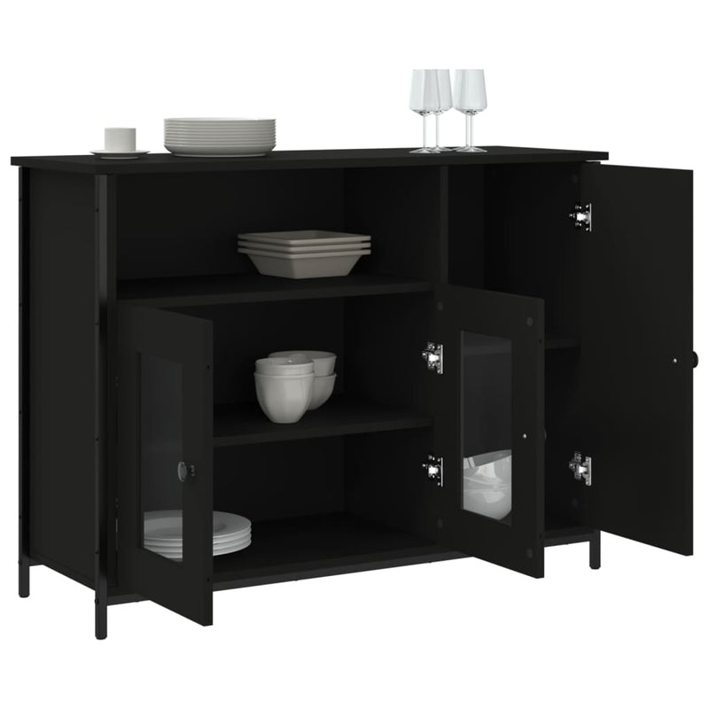 vidaXL fekete szerelt fa tálalószekrény 100 x 35 x 75 cm