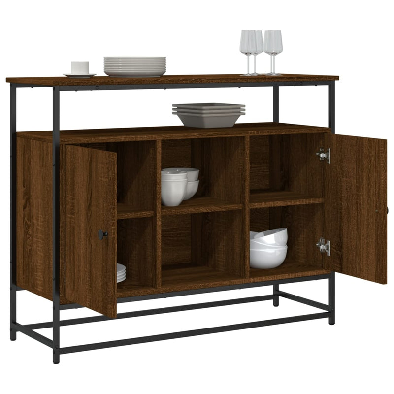 vidaXL barna tölgy színű szerelt fa tálalószekrény 100 x 35 x 80 cm