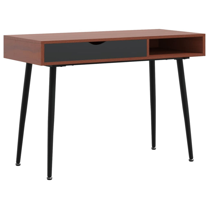 vidaXL barna szerelt fa számítógépasztal fiókkal 110 x 50 x 75 cm