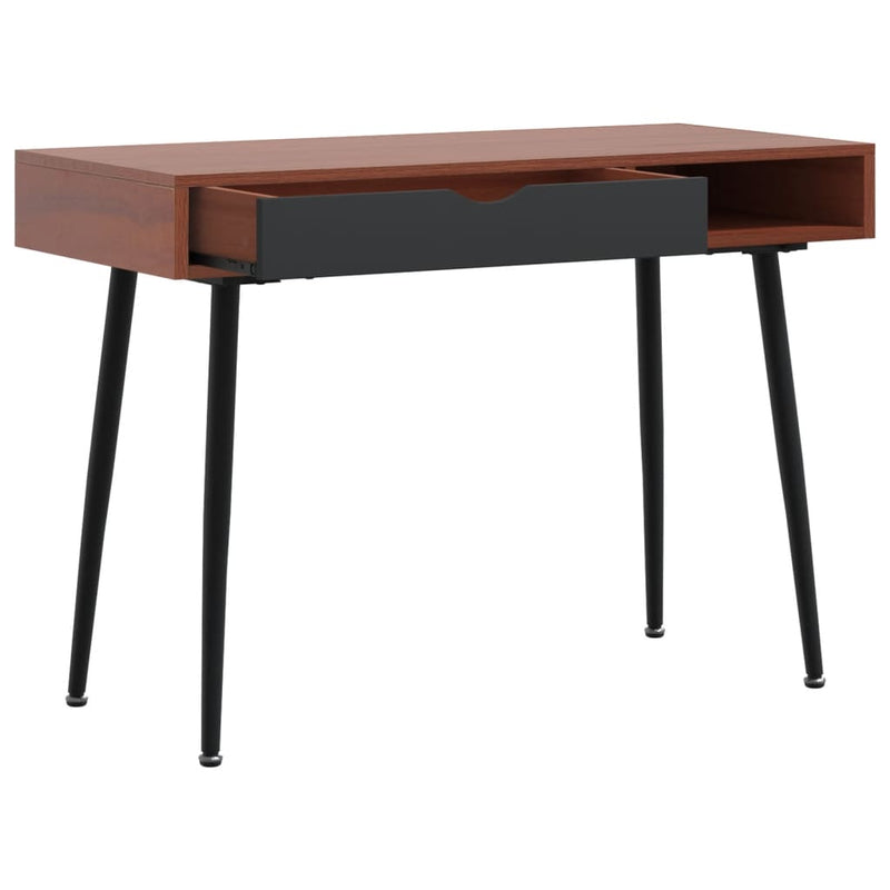 vidaXL barna szerelt fa számítógépasztal fiókkal 110 x 50 x 75 cm