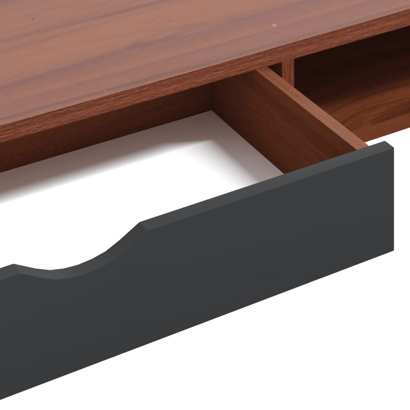 vidaXL barna szerelt fa számítógépasztal fiókkal 110 x 50 x 75 cm