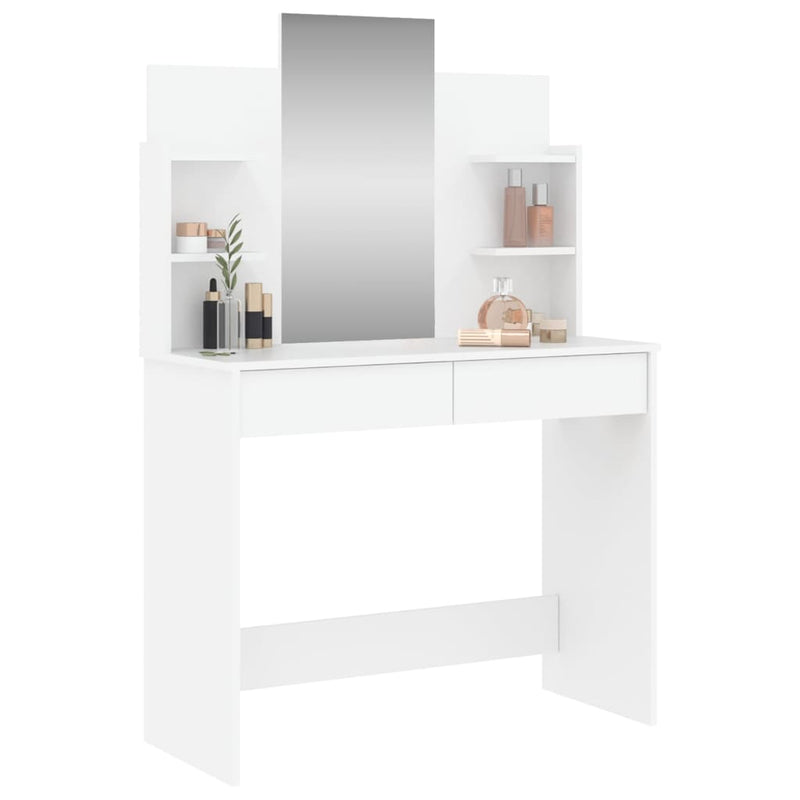 vidaXL fehér fésülködőasztal tükörrel 96x39x142 cm