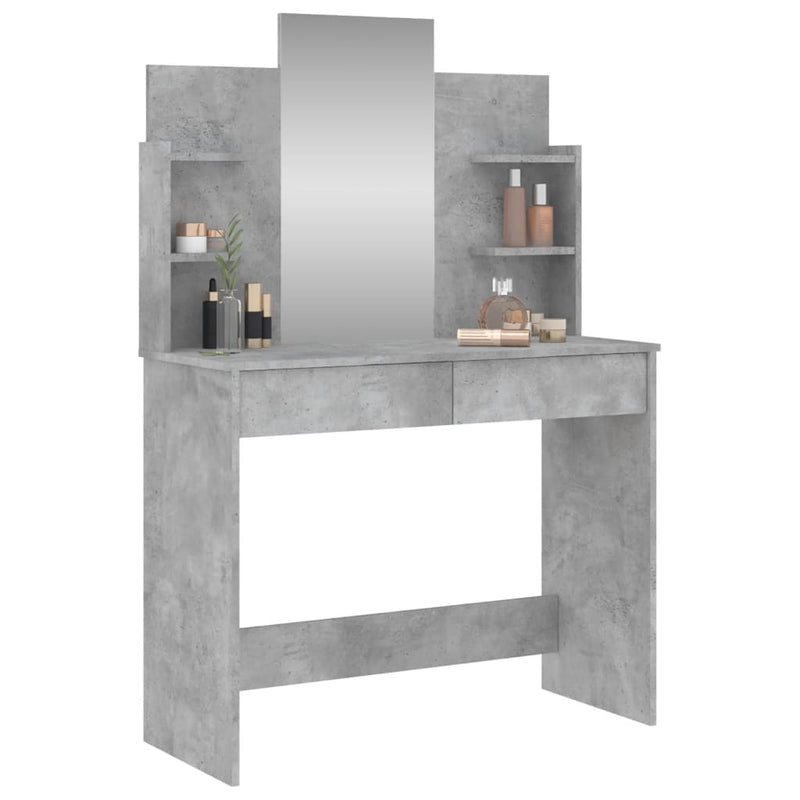 vidaXL betonszürke fésülködőasztal tükörrel 96 x 39 x 142 cm