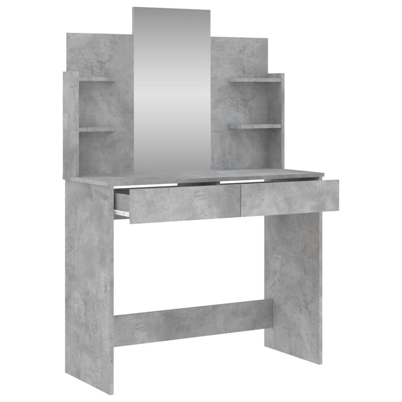 vidaXL betonszürke fésülködőasztal tükörrel 96 x 39 x 142 cm