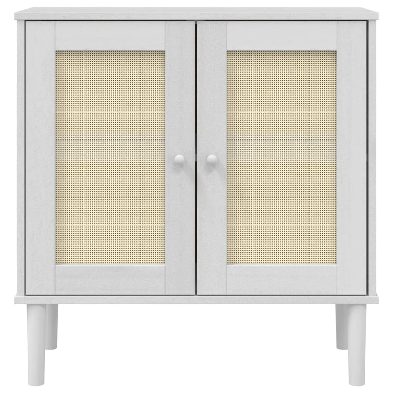 vidaXL SENJA fehér rattanhatású fenyőfa tálalószekrény 80 x 35 x 80 cm