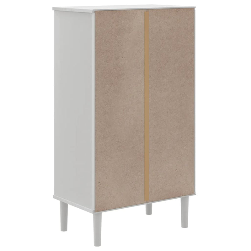 vidaXL SENJA fehér rattanhatású tömör fa cipőszekrény 59,5x35x107 cm