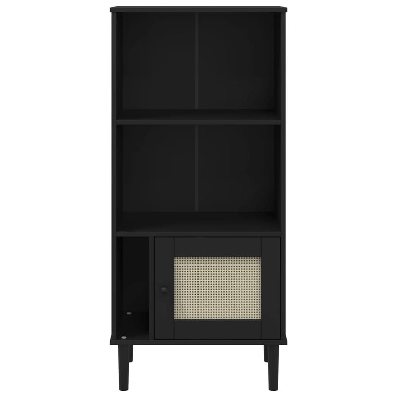 vidaXL SENJA fekete rattanhatású tömör fenyő könyvszekrény 60x35x130cm