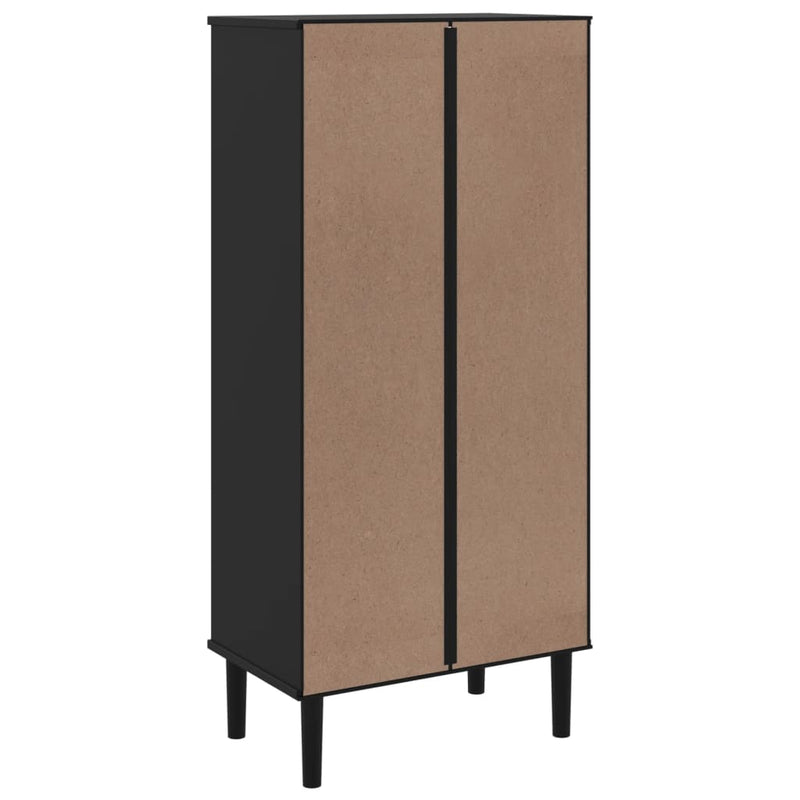 vidaXL SENJA fekete rattanhatású tömör fenyő könyvszekrény 60x35x130cm
