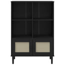 vidaXL SENJA fekete rattanhatású tömör fenyő könyvszekrény 90x35x130cm