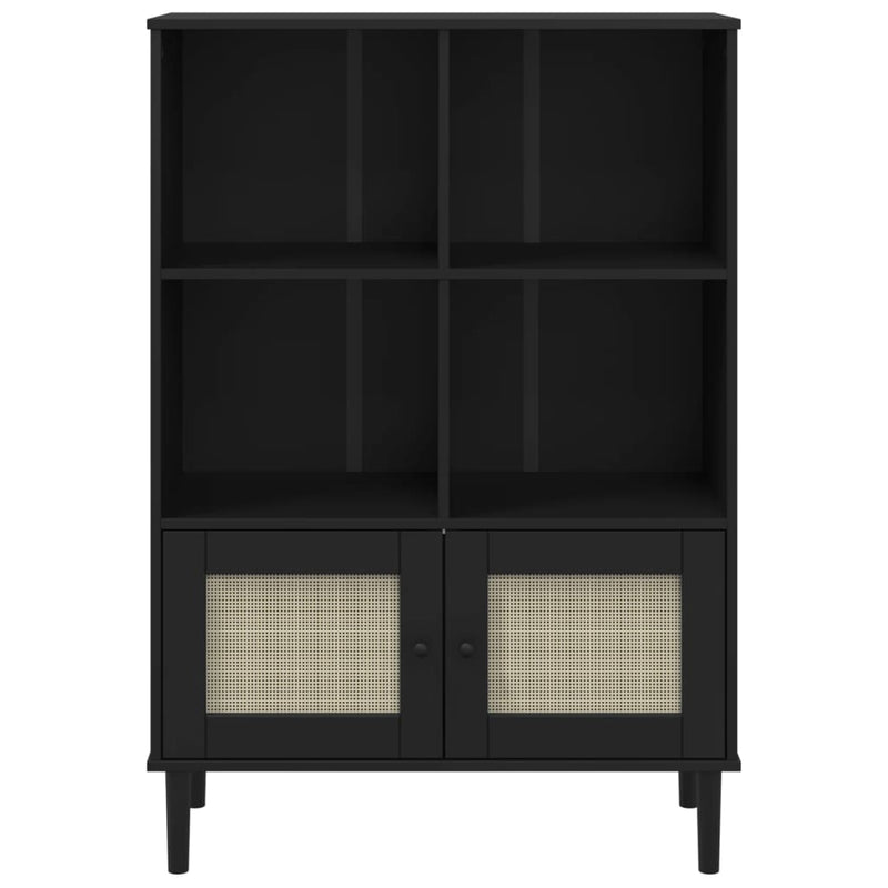 vidaXL SENJA fekete rattanhatású tömör fenyő könyvszekrény 90x35x130cm