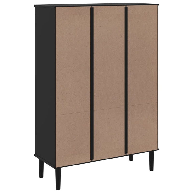 vidaXL SENJA fekete rattanhatású tömör fenyő könyvszekrény 90x35x130cm