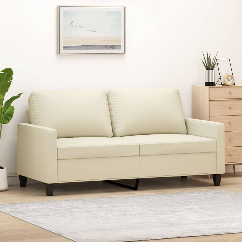 vidaXL 2 személyes krémszínű műbőr kanapé 140 cm