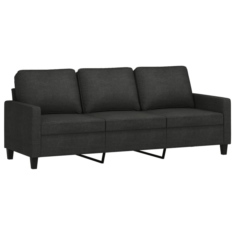 vidaXL 3 személyes fekete szövetkanapé 180 cm