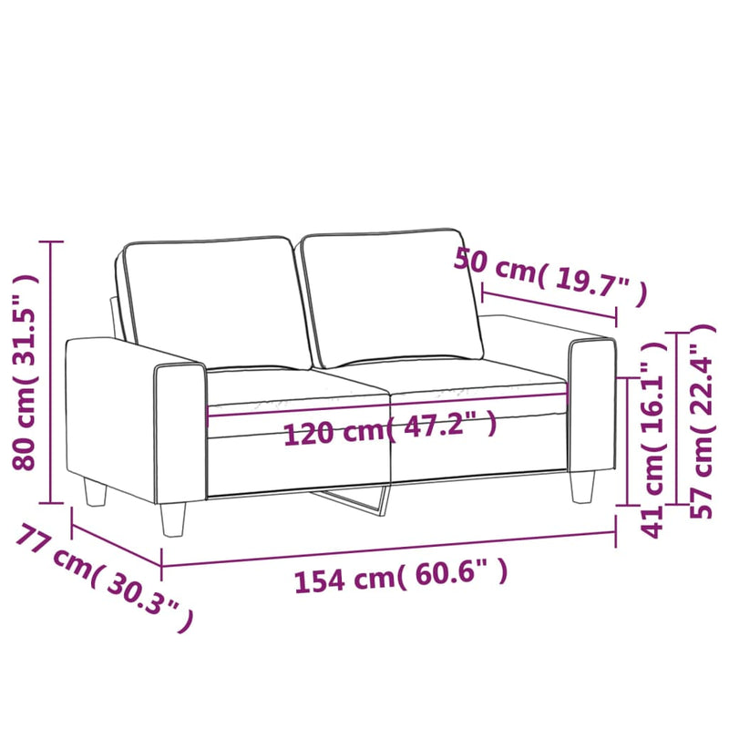 vidaXL kétszemélyes fekete szövetkanapé 120 cm