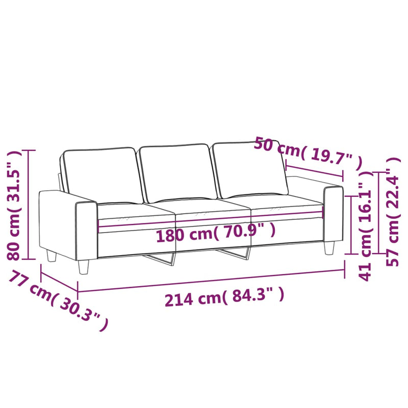 vidaXL 3 személyes barna szövetkanapé 180 cm
