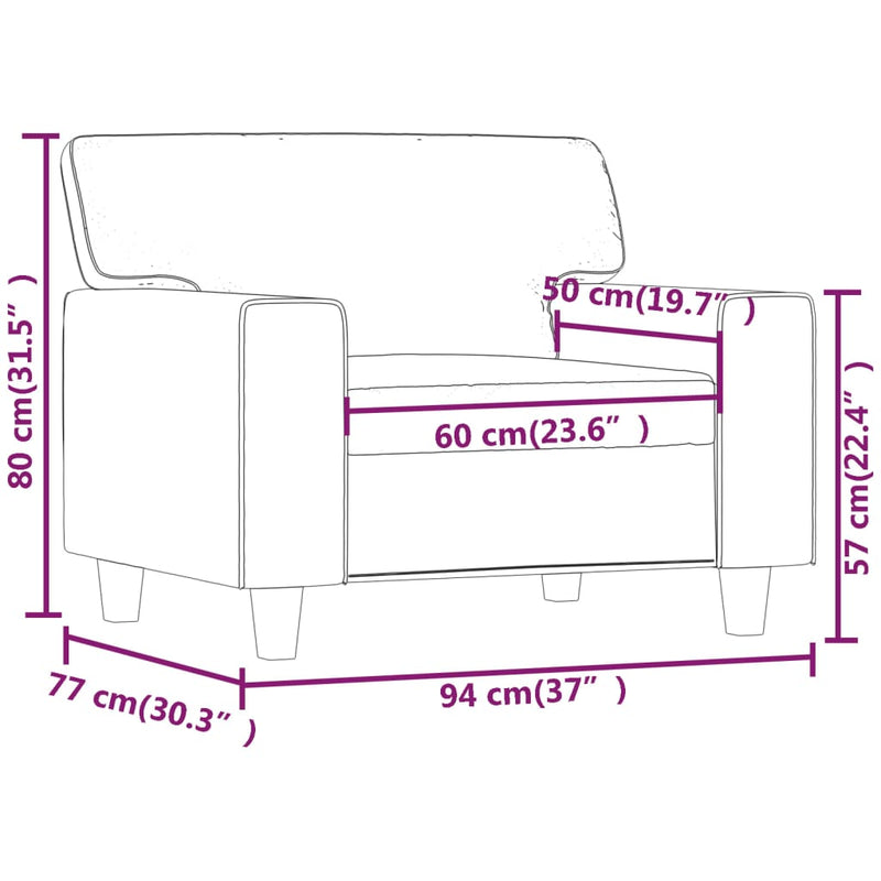 vidaXL fekete műbőr kanapéfotel 60 cm