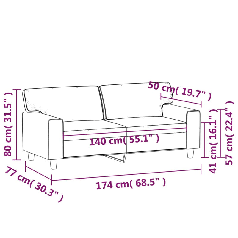 vidaXL 2 személyes szürke műbőr kanapé 140 cm