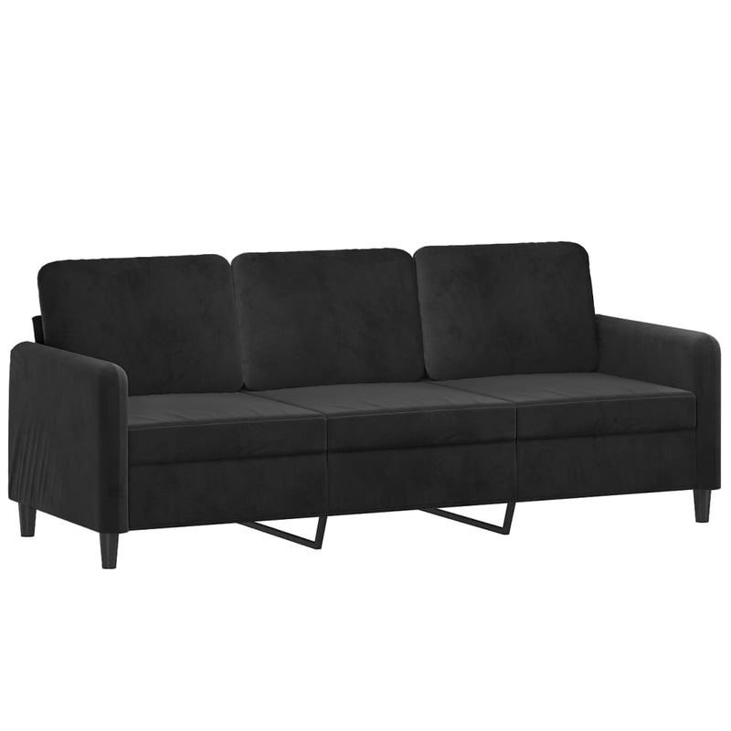 vidaXL 3 személyes fekete bársony kanapé 180 cm