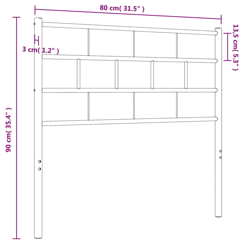 vidaXL fekete fém fejtámla 75 cm
