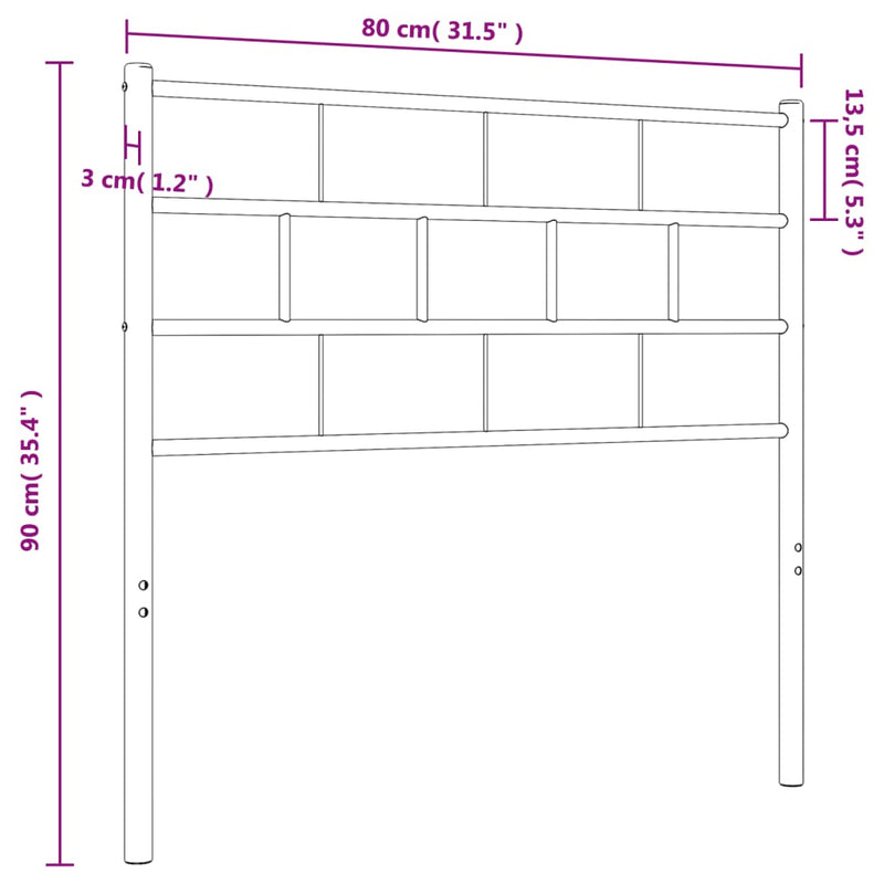 vidaXL fehér fém fejtámla 75 cm